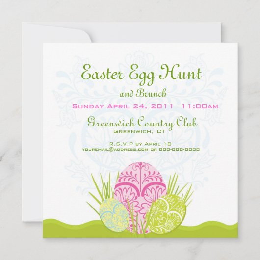 Pasen Egg Hunt en Brunch Invite Kaart (Voorkant)
