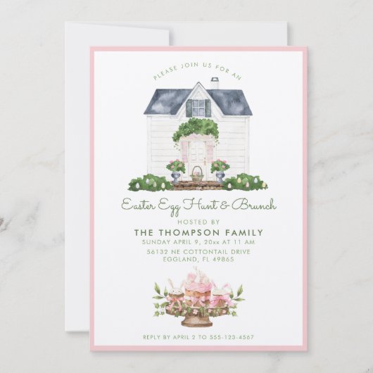 Pasen Egg Hunt en Brunch Uitnodiging (Voorkant)
