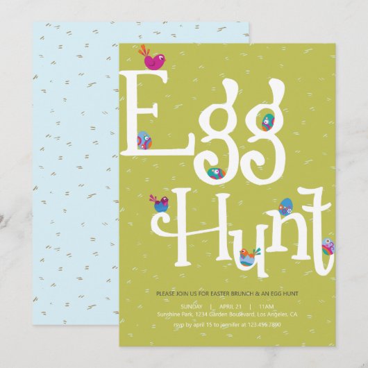 Pasen Egg Hunt en Potluck Invitation Kaart (Voorkant / Achterkant)