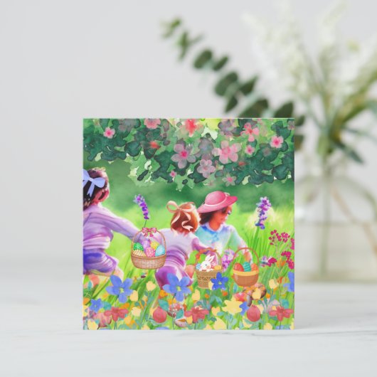 Pasen Egg Hunt Feestdagenkaart (Staand voorkant)