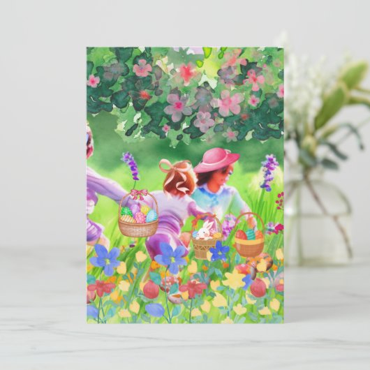 Pasen Egg Hunt Feestdagenkaart (Staand voorkant)