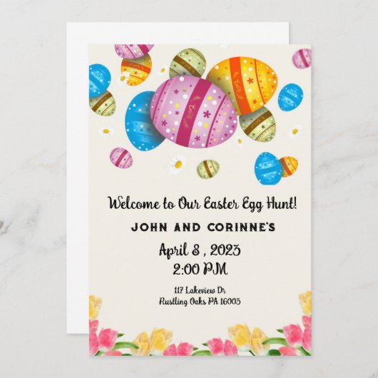 Pasen Egg Hunt Pasen Brunch Bunny Kaart (Voorkant / Achterkant)