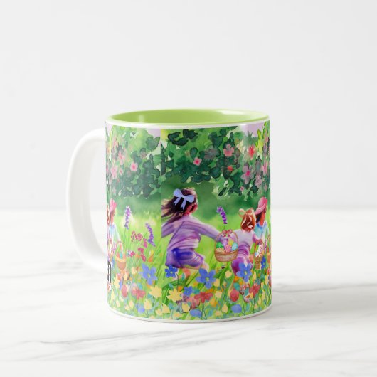 Pasen Egg Hunt Tweekleurige Koffiemok (Voorkant links)