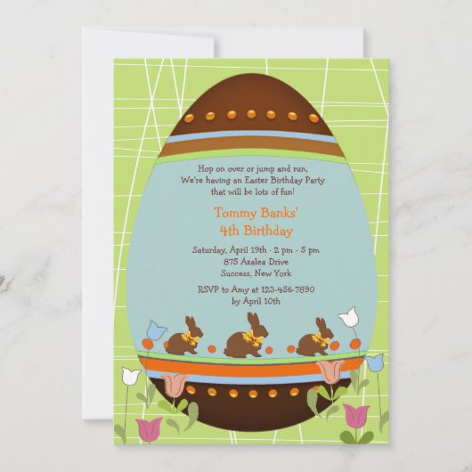 Pasen Egg Juvenile Birthday Party Invitation Kaart (Voorkant)