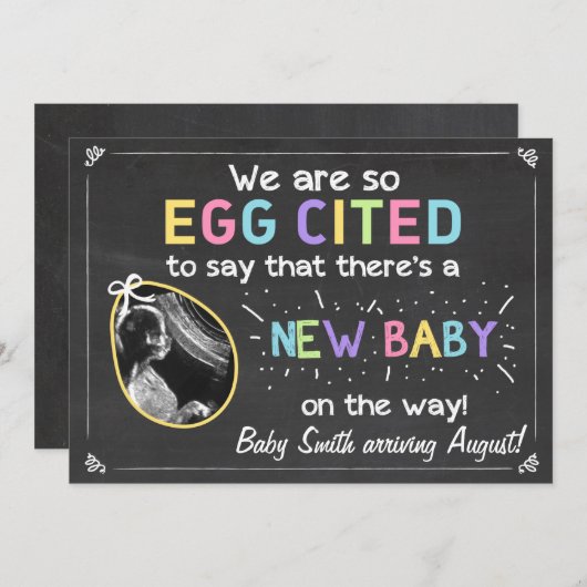 Pasen Eggreferred Zwangerschap Ultrasound Aankondi Feestdagenkaart (Voorkant / Achterkant)