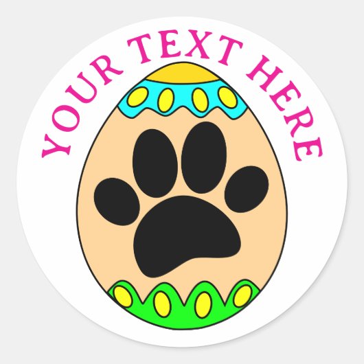 Pasen Ei Hondenpootafdruk Aangepaste Tekst Ronde Sticker (Voorkant)