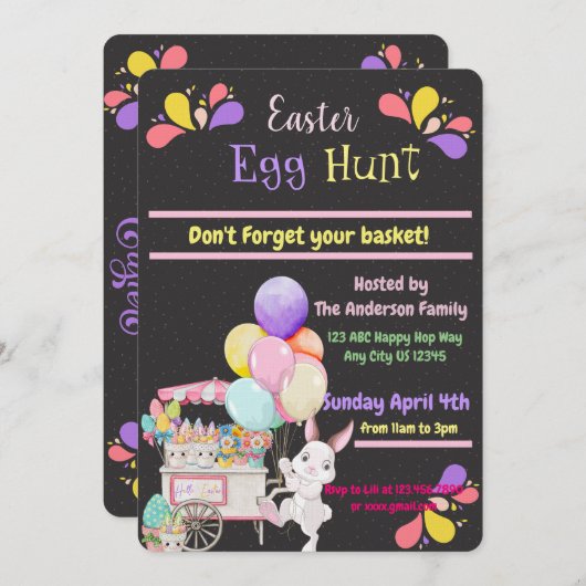 Pasen Ei Hunt Chalkboard uitnodiging (Voorkant / Achterkant)