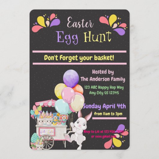 Pasen Ei Hunt Chalkboard uitnodiging (Voorkant)