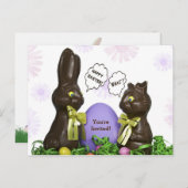 Pasen Ei Hunt Feest Uitnodigen met chocolade konij Feestdagenkaart (Voorkant / Achterkant)