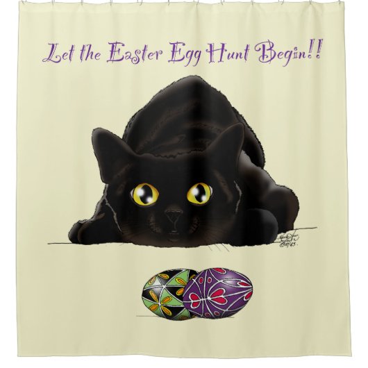 Pasen Ei Hunt Kat Grappig Douchegordijn (Voorkant)