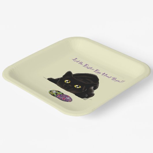 Pasen Ei Hunt Kat Grappig Papieren Bordje (Gebogen)