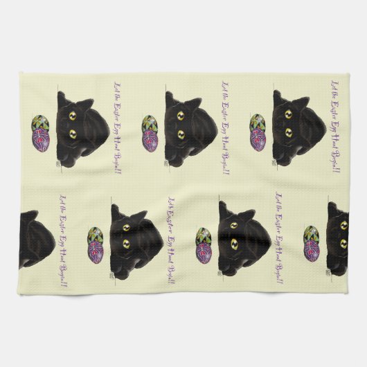 Pasen Ei Hunt Kat Grappig Theedoek (Horizontaal)