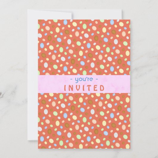 Pasen Ei Hunt Party Elegant Retro Koraal Roze Kaart (Achterkant)