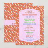 Pasen Ei Hunt Party Elegant Retro Koraal Roze Kaart (Voorkant / Achterkant)