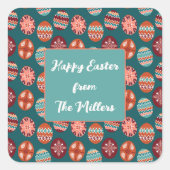 Pasen ei patroon vierkante sticker (Voorkant)