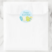 Pasen Eieren Blauw Achtergrond Ronde Sticker (Tas)