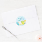 Pasen Eieren Blauw Achtergrond Ronde Sticker (Envelop)