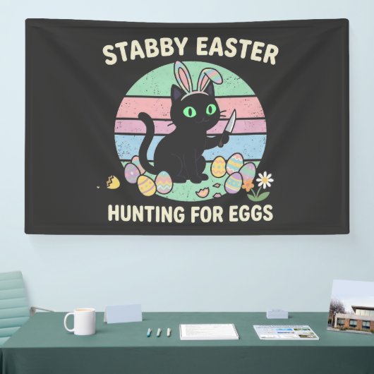 Pasen Eieren Jagen Grappige Kat Spandoek (Beurs)