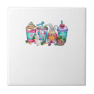 Pasen Eieren Koffie Konijn Cups Latte IJskoude Crè Tegeltje