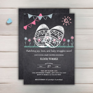 Pasen Eieren Krijtbord Tekening Baby Shower Kaart