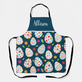 Pasen eierpatroon met bloemen aangepaste naam  Schort