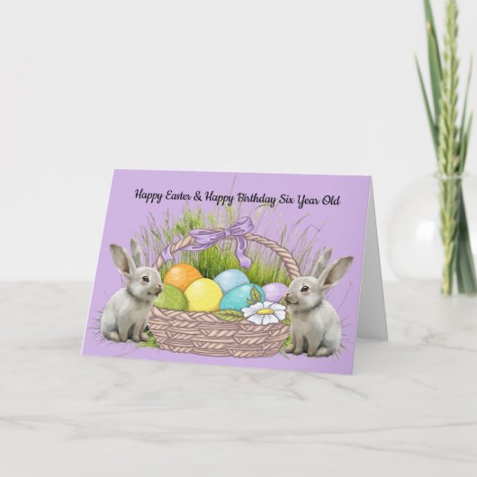 Pasen en Verjaardag Kaart voor 6 Jaar Oud (Voorkant)