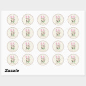 Pasen en Waterverf roze bloemen Ronde Sticker (Vel)