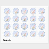 Pasen en Waterverf roze bloemen Ronde Sticker (Vel)