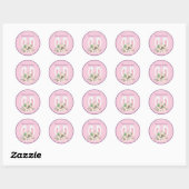 Pasen en Waterverf roze bloemen Ronde Sticker (Vel)