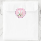 Pasen en Waterverf roze bloemen Ronde Sticker (Tas)