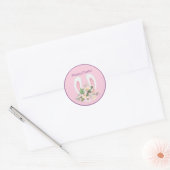 Pasen en Waterverf roze bloemen Ronde Sticker (Envelop)
