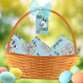 Pasen Favoriet Label Retro Bloem Power Konijn Cadeaulabel