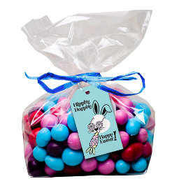 Pasen Favoriet Label Retro Bloem Power Konijn Cadeaulabel
