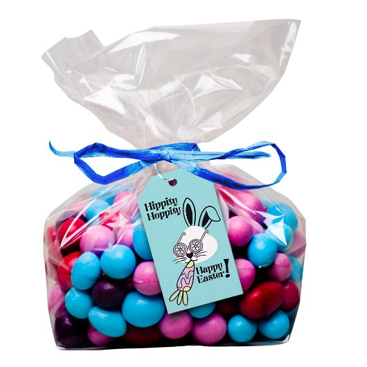 Pasen Favoriet Label Retro Bloem Power Konijn Cadeaulabel