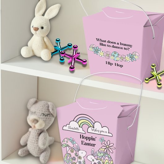 Pasen Favorietendoos Retro Flower Power Konijn Bedankdoosjes