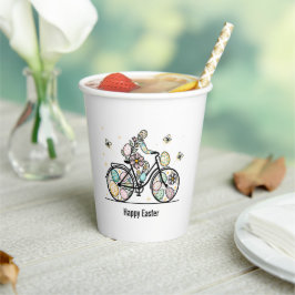 Pasen Fiets Ontwerp met Eigen Naam Papieren Bekers