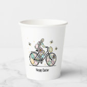 Pasen Fiets Ontwerp met Eigen Naam Papieren Bekers (Voorkant)