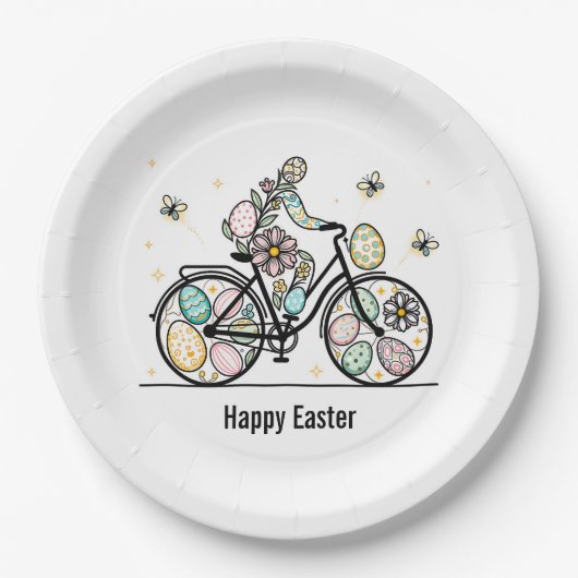 Pasen Fiets Ontwerp met Eigen Naam Papieren Bordje (Voorkant)
