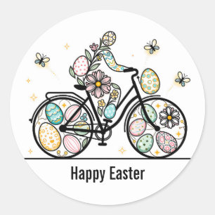 Pasen Fiets Ontwerp met Eigen Naam Ronde Sticker