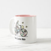 Pasen Fiets Ontwerp met Eigen Naam Tweekleurige Koffiemok (Voorkant links)