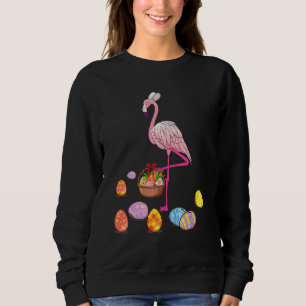Pasen Flamingo Bunny Girls Egg Basket Easter 2 Trui