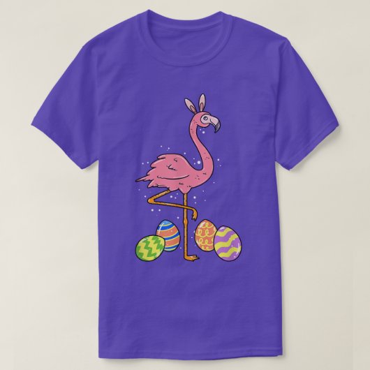Pasen Flamingo Easter Bunny Egg Basket Funny East T-shirt (Design voorkant)
