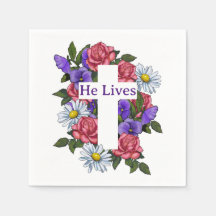 Pasen Floral Cross Hij leeft