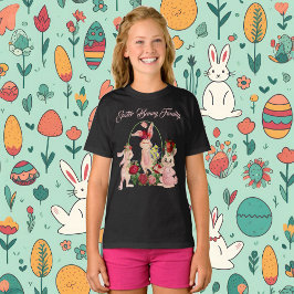 Pasen Floral Crown Bunny Family Waterverf Rozen T-shirt