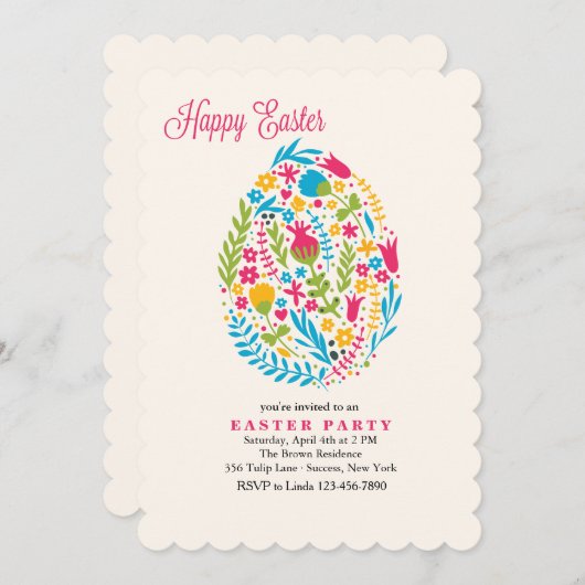 Pasen Floral Egg Kaart (Voorkant / Achterkant)