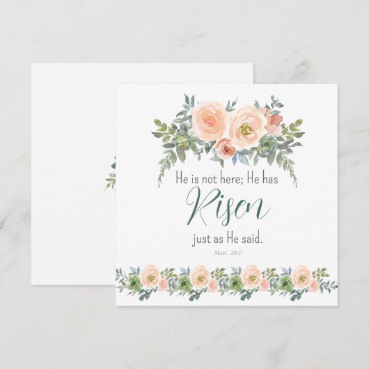 Pasen Floral hij heeft gerezen de Waterverf van de Feestdagenkaart (Voorkant / Achterkant)