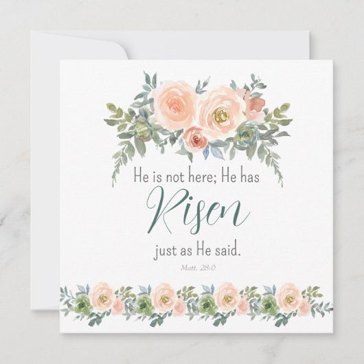 Pasen Floral hij heeft gerezen de Waterverf van de Feestdagenkaart (Voorkant)