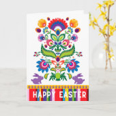 Pasen Folklore Verticaal 2 Aangepaste tekst Kaart (Gele Bloem)