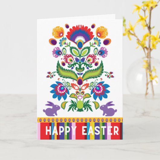 Pasen Folklore Verticaal 2 Aangepaste tekst Kaart (Gele Bloem)