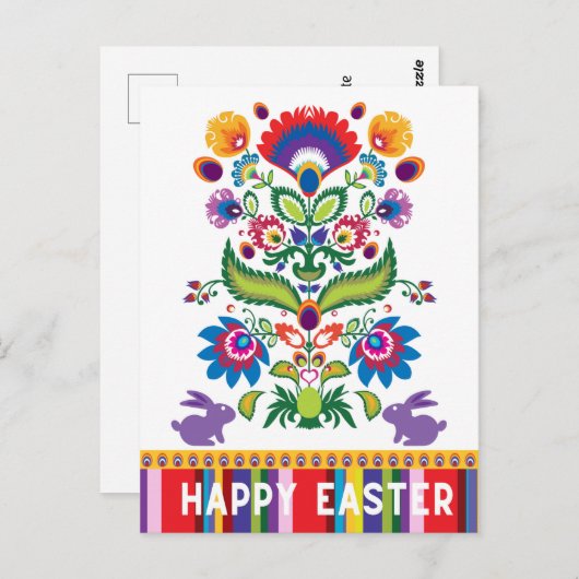 Pasen folklore verticale aangepaste tekst briefkaart (Voorkant / Achterkant)